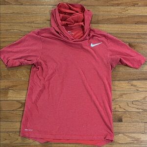 Nike Red Short Sleeve Hoodie with Dri-FIT